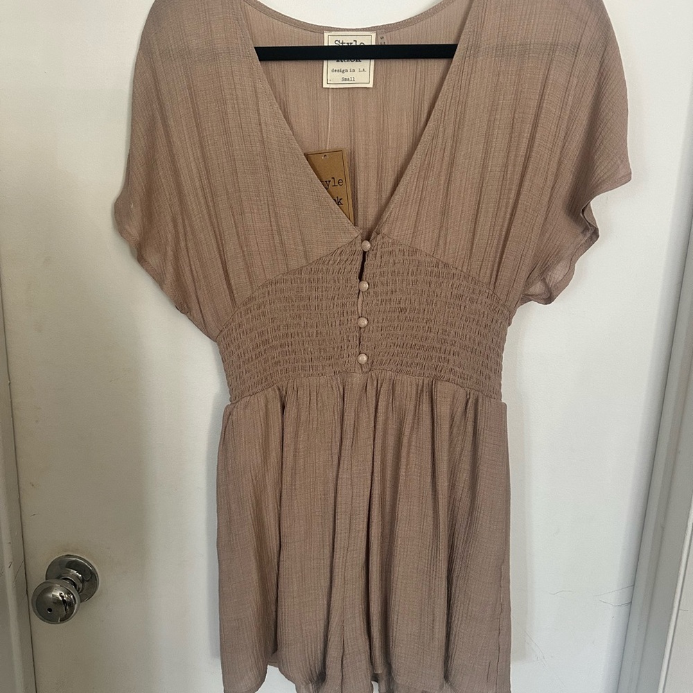 Style Rack Taupe Smocked romper